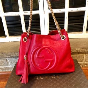 AUTHENTIC** GUCCI SoHo Shoulder Bag Medium RED